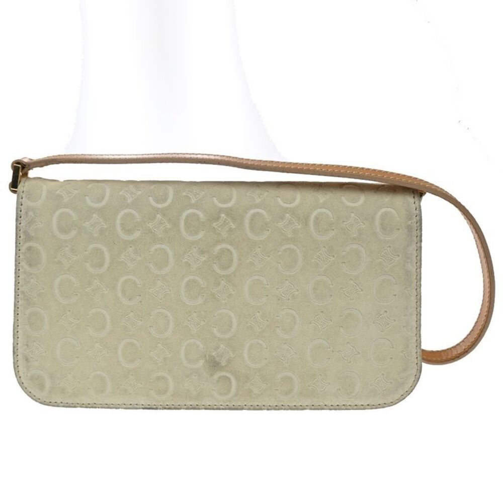 Celine C Macadam Shoulder Suede Beige Suede Handbag